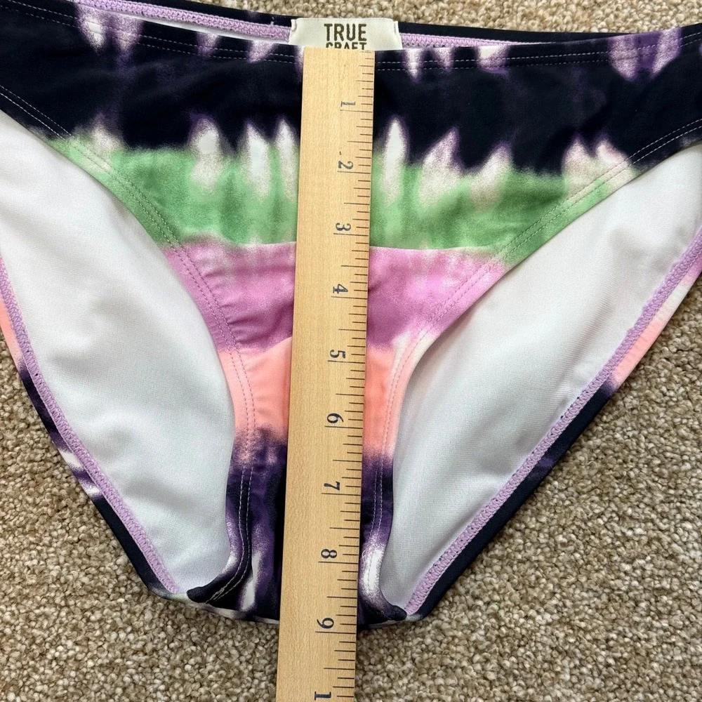 True Craft Womens Tie Dye Bikini Bottoms XL Green Black NEW Swim Boho Festival